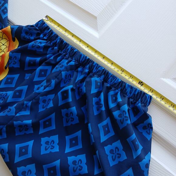 Blue Argyle Golden Dragon Graphic Print PJ Pants Large pajama bottoms trousers - Picture 7 of 13